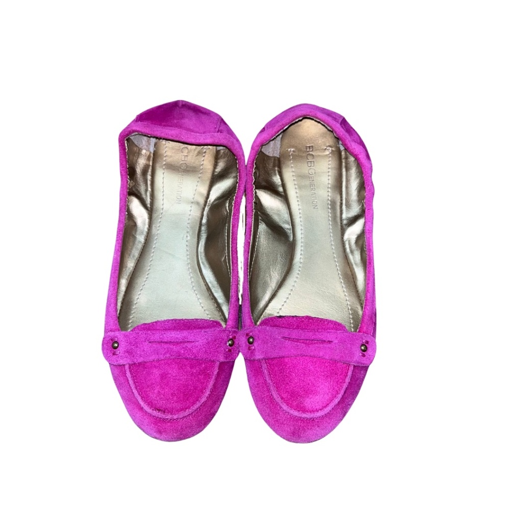 BCBGeneration PL-Tanja Magenta Cow Split Suede Flats